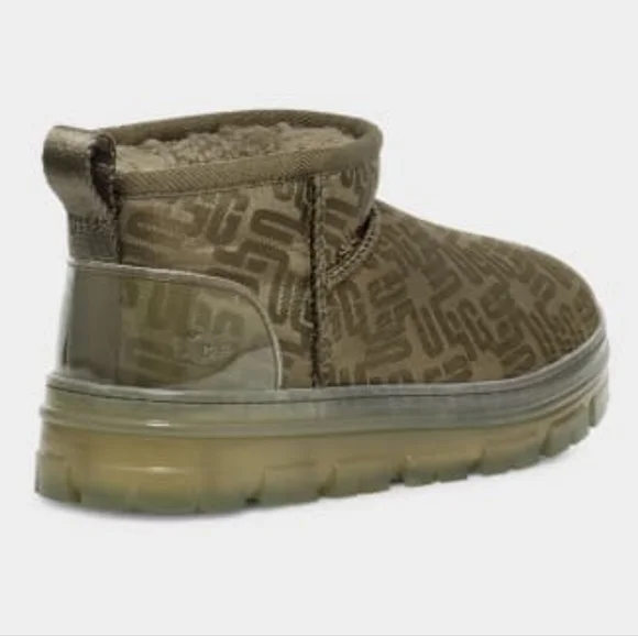 Ugg Classic Ultra Mini Monogram Burnt Olive Women's 7 - Picture 4 of 6